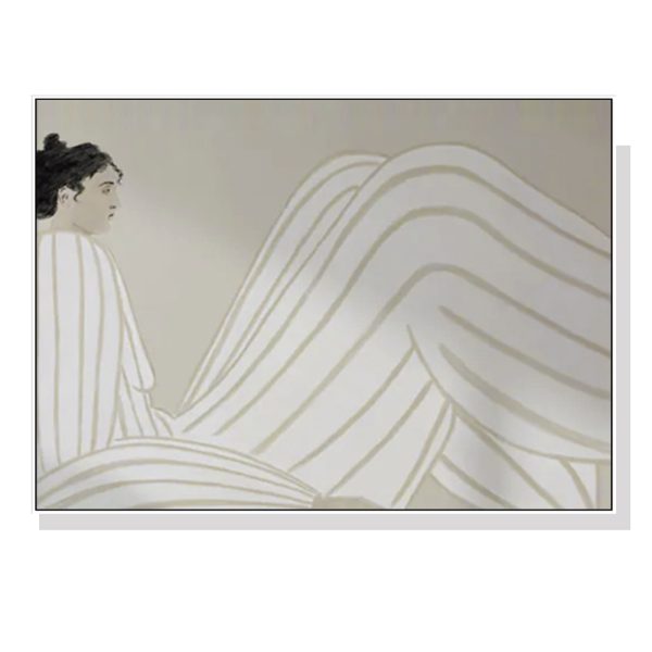Abstract Lady White Frame Canvas Wall Art