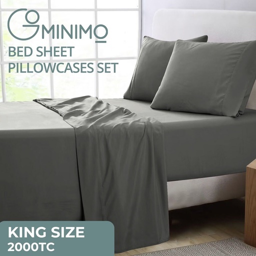 4 Pcs Bed Sheet Set 2000 Thread Count Ultra Soft Microfiber – King (Grey) GO-BS-106-XS