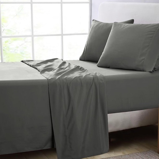 4 Pcs Bed Sheet Set 2000 Thread Count Ultra Soft Microfiber – King (Grey) GO-BS-106-XS