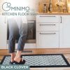 2 PCS Washable Non Slip Absorbent Kitchen Floor Mat (44×80+44x120cm, Black Lucky Clover)