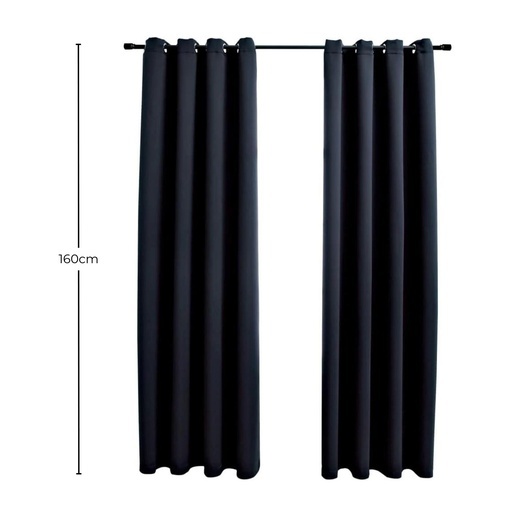 Blackout Window Curtains for Thermal Insulated Room (Set of 2, W132cm x D160cm, Black)