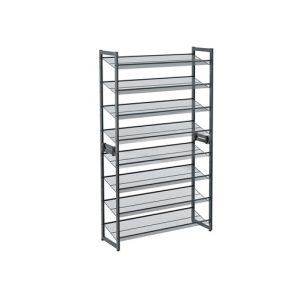 8-Tier Shoe Rack Storage 32 pairs with Adjustable Shelves Gray