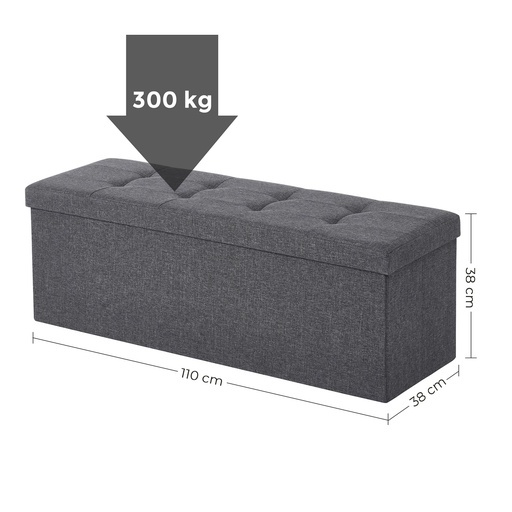 110cm Folding Storage Ottoman Bench Foot Rest Stool Dark Gray