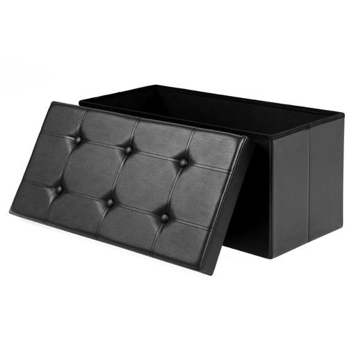 76cm Folding Storage Ottoman Bench Footrest Black