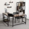 L-Shaped Computer Desk Rustic Brown and Black LWD73X