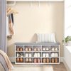 Storage Shoe Bench 15 Compartments with Cushion White and Grey
