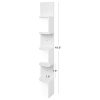 5-Tier Floating Corner Bookshelf Rustic White LBC72WT