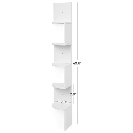 5-Tier Floating Corner Bookshelf Rustic White LBC72WT