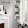 5-Tier Floating Corner Bookshelf Rustic White LBC72WT