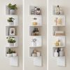 5-Tier Floating Corner Bookshelf Rustic White LBC72WT