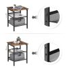 Side Table Set Nightstand Industrial Set of 2 Bedside Tables with Adjustable Mesh Shelves Rustic Brown and Black