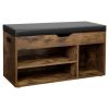 Storage Shoe Bench with Padded Seat 3 Compartments Rustic Brown LHS30BX