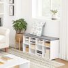 Storage Shoe Bench 10 Compartments with Cushion White and Gray LHS010W01