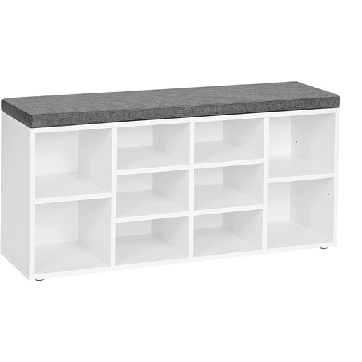 Storage Shoe Bench 10 Compartments with Cushion White and Gray LHS010W01