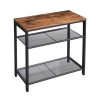 INDESTIC Side Table 3-Tier End Table with Mesh Shelves Industrial Design Rustic Brown