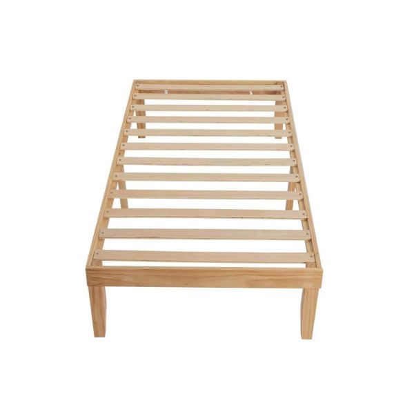 Single Size Warm Wooden Natural Bed Base Frame