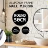 2 Set Black Wall Mirror Round Aluminum Frame Makeup Decor Bathroom Vanity 50cm