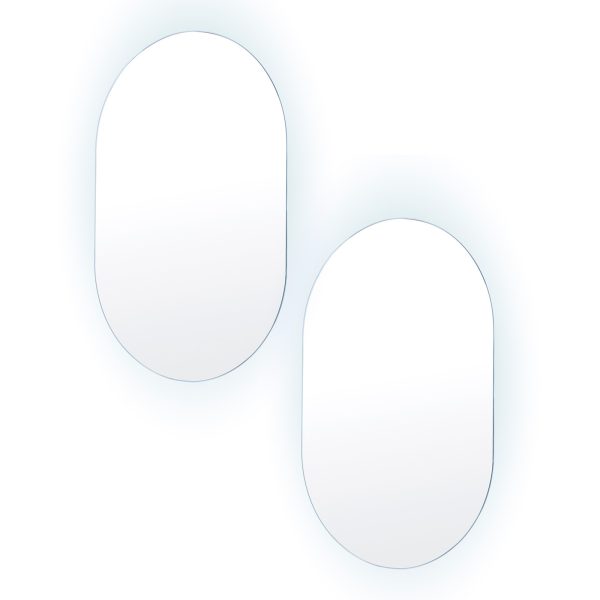 2 Set LED Wall Mirror Oval Touch Anti-Fog Makeup Decor Bathroom Vanity 50x75cm