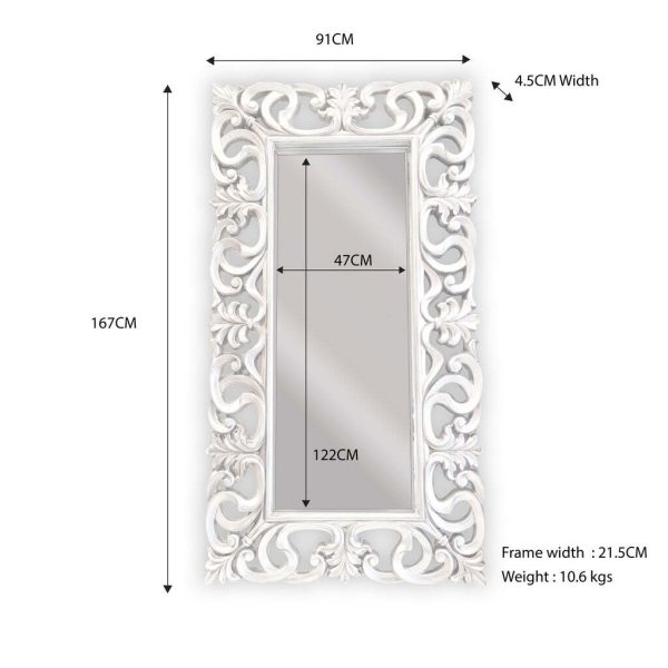 LUX Boroque Mirror – Gloss White 91cm x 167cm