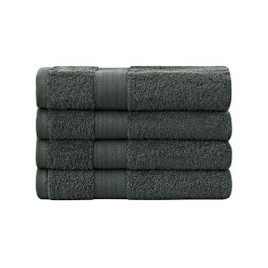 Bath Towel 4 Piece Cotton Hand Towels Set – Charcoal