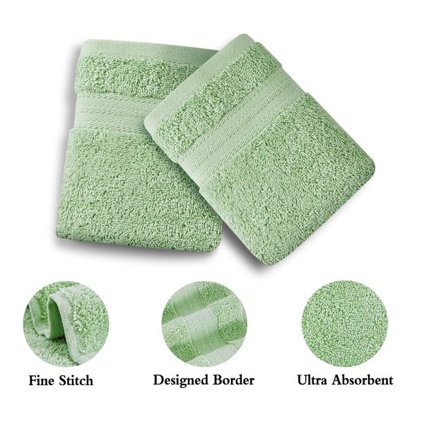 Bath Towel 4 Piece Cotton Hand Towels Set – Sage Green
