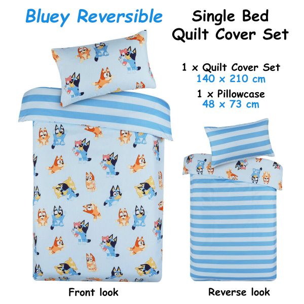 Bluey Bingo Reversible Striped Licensed Quilt Cover Set Single