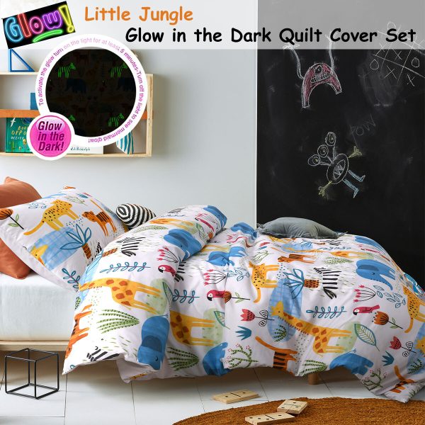 Happy Kids Little Jungle Glow in the Dark Quilt Cover Set Single