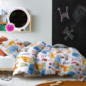 Happy Kids Little Jungle Glow in the Dark Quilt Cover Set Single