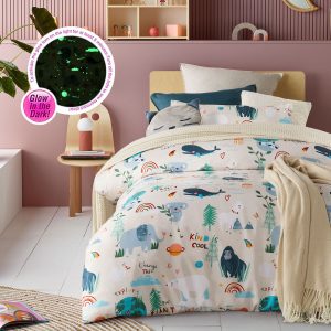 Happy Kids Our Planet Earth Glow in the Dark Quilt Cover Set Single