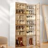 Cubes Storage Folding Shoe Cabinet With 2 Column & 7 Grids & 4 Brown Door