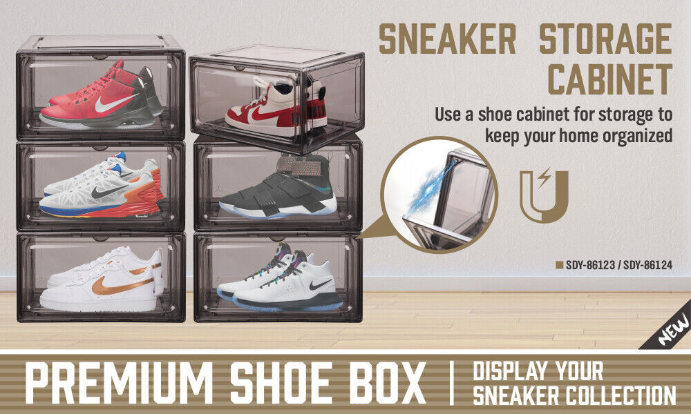 20Pcs Premium Acrylic Shoe Box Sneaker Display Storage Case Boxes Magnetic Door Au