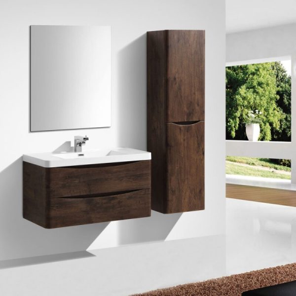 Ancona wall hung bathroom vanity 900mm Rose Wood