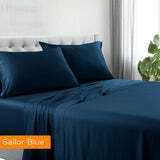 1200tc hotel quality cotton rich sheet set king single sailor blue