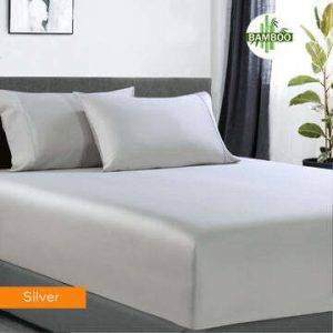 400 thread count bamboo cotton 1 fitted sheet with 2 pillowcases mega king silver