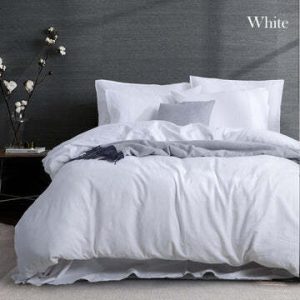 luxurious linen cotton quilt cover set king white