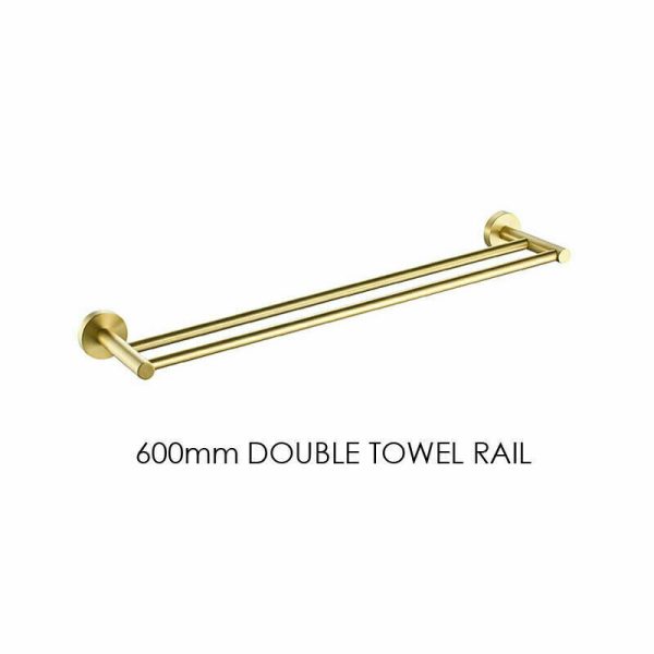 Luxurious Brushed Gold Stainless Steel 304 Towel Rack Rail – Double Bar 600mm