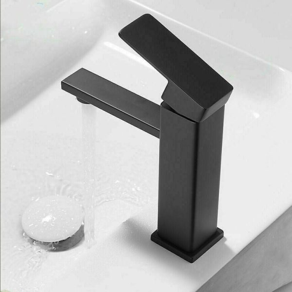 2021 Square Cube style basin mount tap low faucet Matte Black tap mixer spout