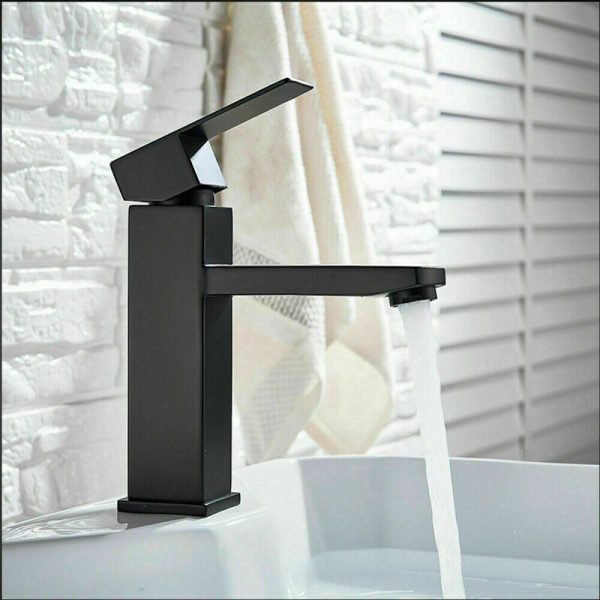2021 Square Cube style basin mount tap low faucet Matte Black tap mixer spout