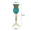 85cm Blue Glass Tall Floor Vase and 12pcs Blue Artificial Fake Flower Set