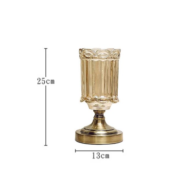 2X 25cm Transparent Glass Flower Vase with Metal Base Filler Vase