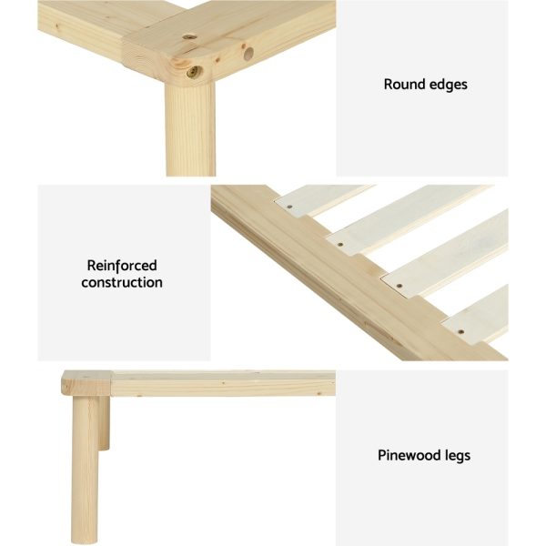 Bed Frame Single Size Wooden Base Mattress Platform Timber Pine AMBA