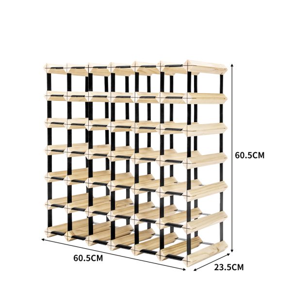 Timber Wine Storage Rack  Wooden Cellar Organiser 42 Bottle Display Stand