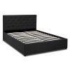 Double Fabric Gas Lift Bed Frame with Headboard – Black