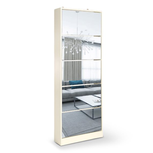 Mirrored Shoe Storage Cabinet Organizer – 63 x 17 x 170cm