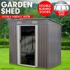 Garden Shed with Base Flat Roof Outdoor Storage – 131 x 238 x 182 cm, Grey