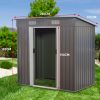 Garden Shed with Base Flat Roof Outdoor Storage – 131 x 238 x 182 cm, Grey