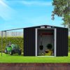 Wallaroo Zinc Steel Garden Shed with Open Storage – Black – 10 x 8 FT