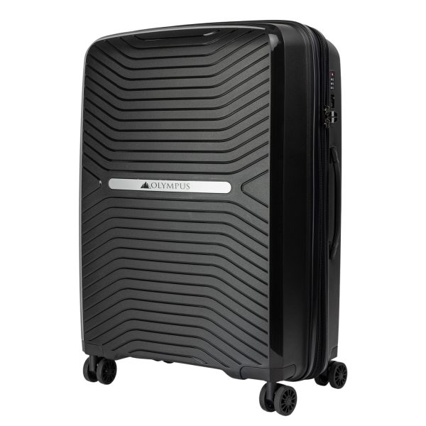 Olympus 3PC Astra Luggage Set Hard Shell Suitcase – Black