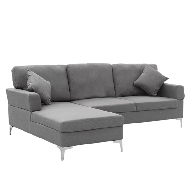 Terrytown Linen Corner Sofa Couch Lounge L-shape Right Chaise D.Grey