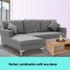 Terrytown Linen Corner Sofa Couch Lounge L-shape Right Chaise D.Grey